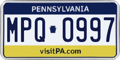 PA license plate MPQ0997