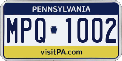 PA license plate MPQ1002