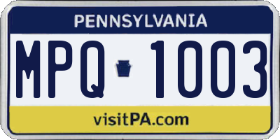 PA license plate MPQ1003