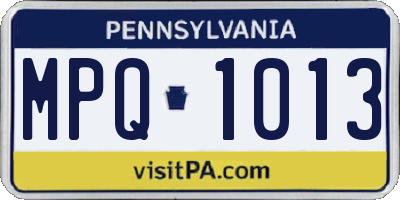 PA license plate MPQ1013