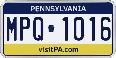 PA license plate MPQ1016