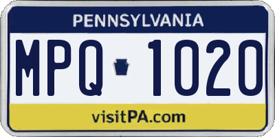 PA license plate MPQ1020