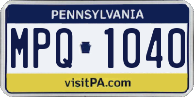 PA license plate MPQ1040