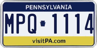 PA license plate MPQ1114