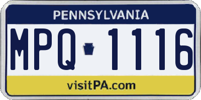 PA license plate MPQ1116