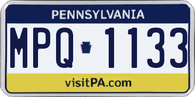 PA license plate MPQ1133