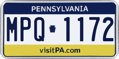 PA license plate MPQ1172
