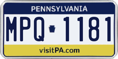 PA license plate MPQ1181