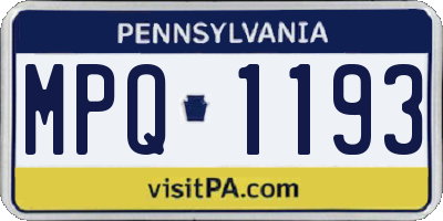 PA license plate MPQ1193