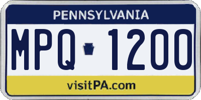 PA license plate MPQ1200