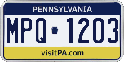 PA license plate MPQ1203