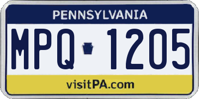 PA license plate MPQ1205