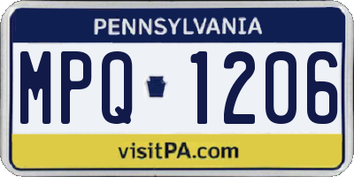 PA license plate MPQ1206