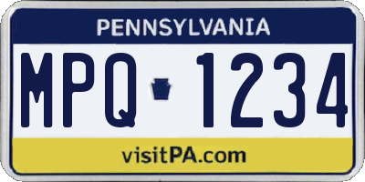 PA license plate MPQ1234