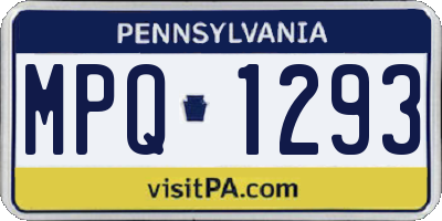 PA license plate MPQ1293