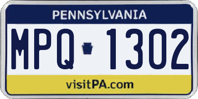 PA license plate MPQ1302