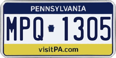 PA license plate MPQ1305