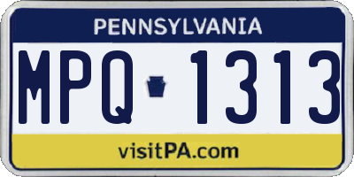 PA license plate MPQ1313