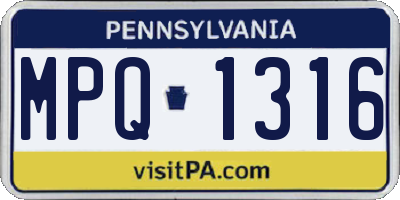 PA license plate MPQ1316