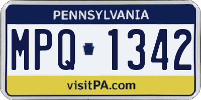 PA license plate MPQ1342