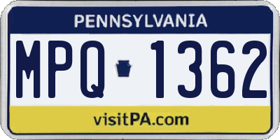 PA license plate MPQ1362