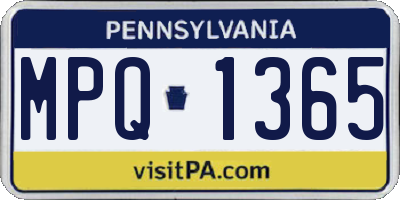 PA license plate MPQ1365