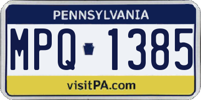 PA license plate MPQ1385