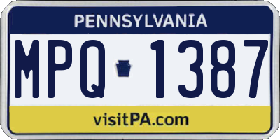 PA license plate MPQ1387