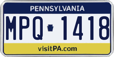 PA license plate MPQ1418