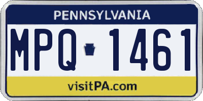 PA license plate MPQ1461