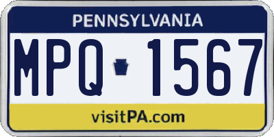 PA license plate MPQ1567
