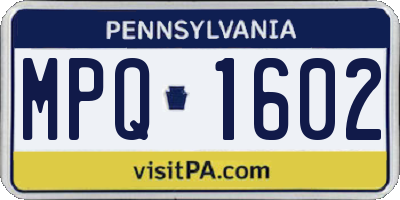 PA license plate MPQ1602