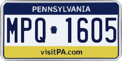 PA license plate MPQ1605