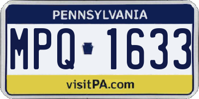 PA license plate MPQ1633