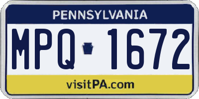 PA license plate MPQ1672