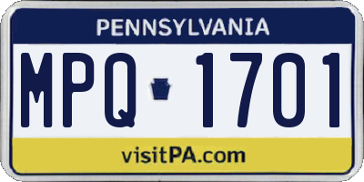 PA license plate MPQ1701