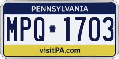 PA license plate MPQ1703