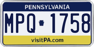 PA license plate MPQ1758