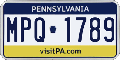 PA license plate MPQ1789