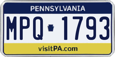 PA license plate MPQ1793