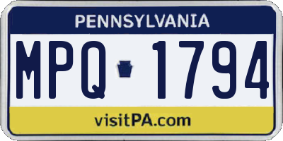 PA license plate MPQ1794