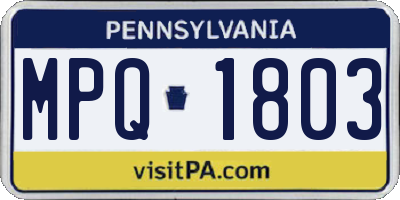 PA license plate MPQ1803