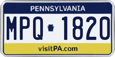 PA license plate MPQ1820