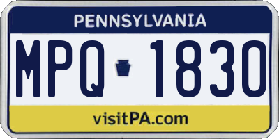 PA license plate MPQ1830
