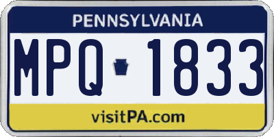 PA license plate MPQ1833