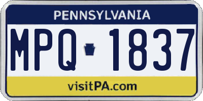 PA license plate MPQ1837