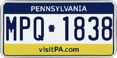 PA license plate MPQ1838