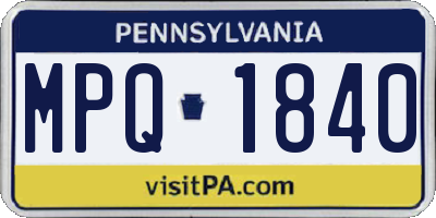 PA license plate MPQ1840