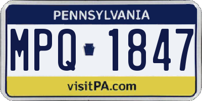 PA license plate MPQ1847