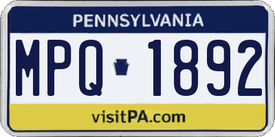 PA license plate MPQ1892